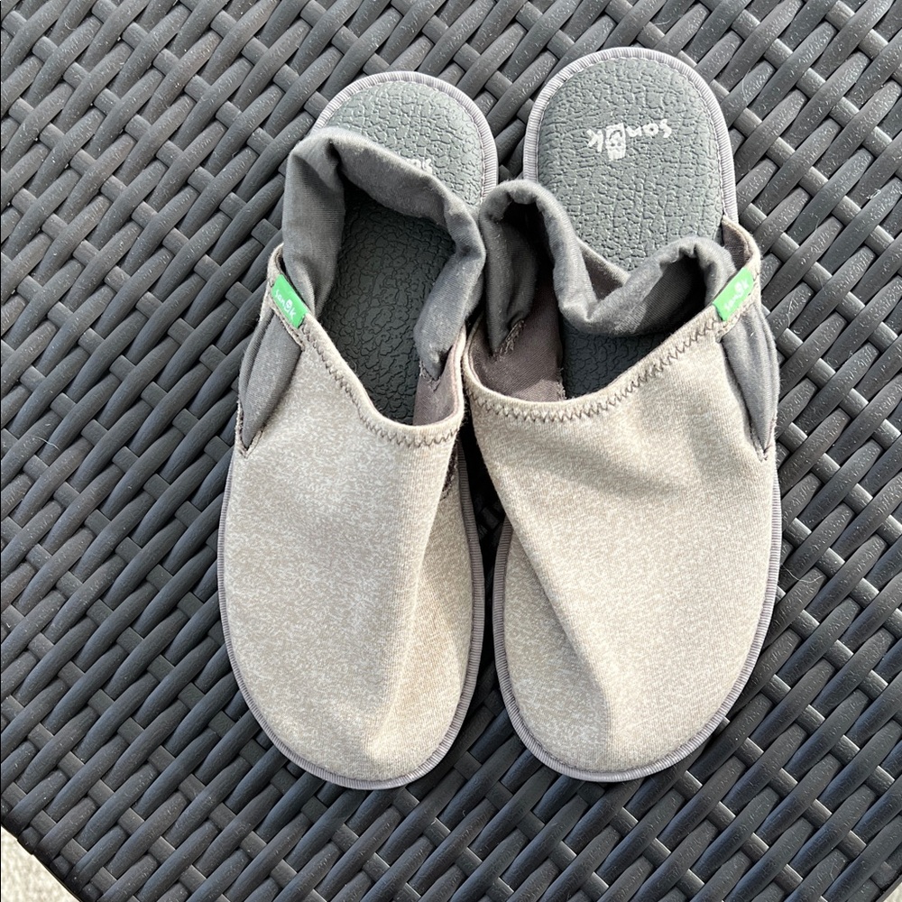 Sanuk Gray and Black Slippers